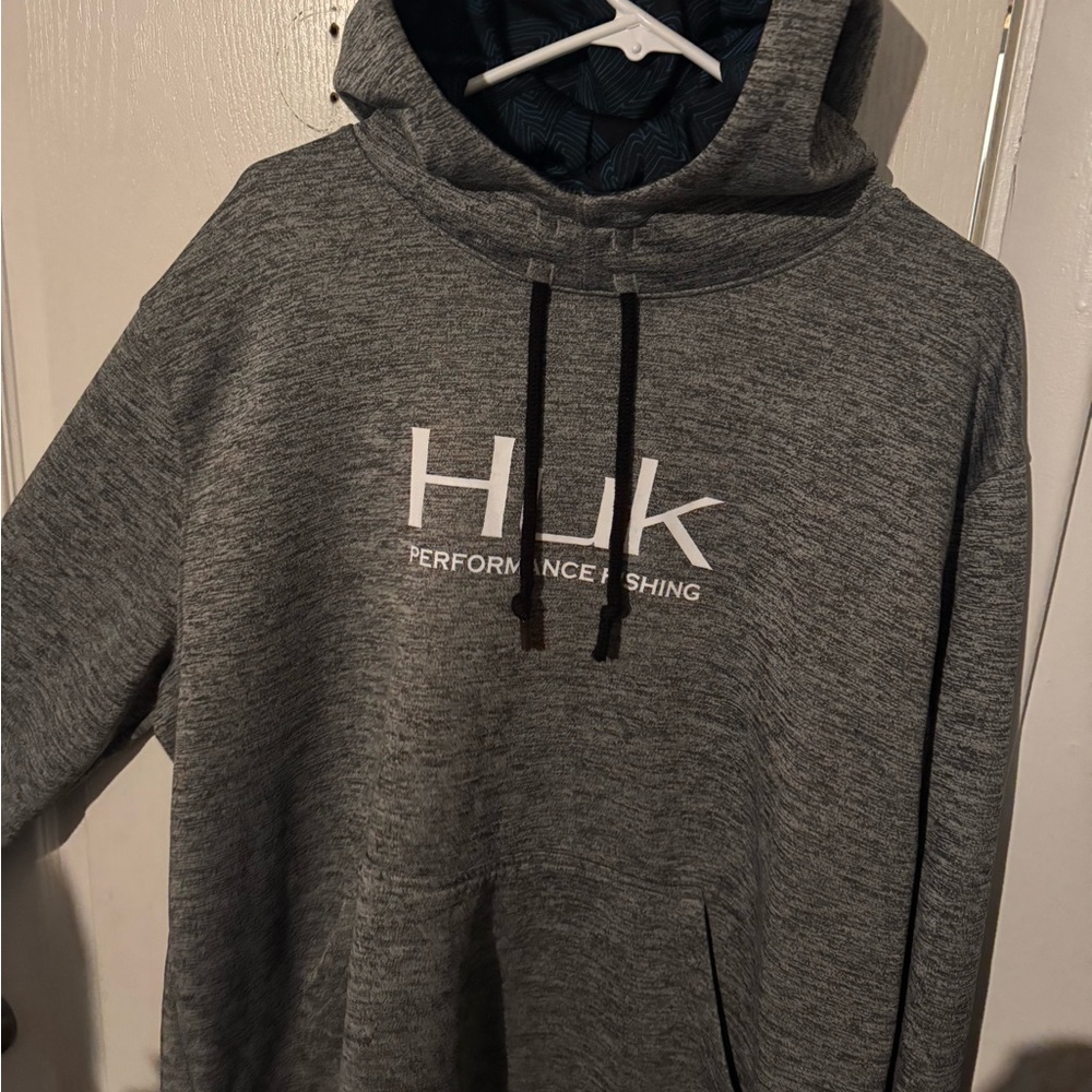 Huk Heather Gray Fishing Hoodie